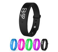 Homaskylynn Vibrating Alarm Clock Watch for Heavy Sleepers Silent Wake Up Bracelet with Strong Vibration Wearable Digital Wrist Wristband Alarm Non-Audible Sleep Portable Watch for Men Women(Black)
