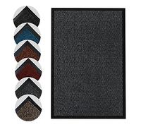 Homatz Indoor Door Mat - Heavy Duty Rubber, Floor and Kitchen Mats - Non Slip, Washable and Dirt Trapper Doormats Super Absorbent Multicolor Barrier Matts 90x120 Black