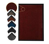 Homatz Indoor Door Mat - Heavy Duty Rubber, Floor and Kitchen Mats - Non Slip, Washable and Dirt Trapper Doormats Super Absorbent Multicolor Barrier Matts 90x150cm, Red