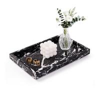 Homaura Marble Bathroom Tray for Countertop & Home Decor, Natural Decorative Marble Tray for Jewelry & Perfume Organizer, Luxury Stone Vanity Trays for Dresser, Kitchen Counter, 12" x 8", Black