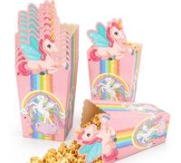 HOMAVEL 16 Pack Unicorn Popcorn Boxes Rainbow Party Favour Containers | Rainbow Magic Paper Snack Containers with Unicorn & Rainbow, Treat Boxes for Candy, Sweets & Popcorn, Movie Night & Birthday