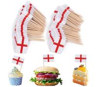 HOMAVEL England Cocktail Sticks 100 Pack - St George's Cross Flag Cake Picks, English Food Toppers for Baking, Party Buffets, Sandwiches, Cupcakes for World Cup 2026, St George's Day, Football Parties
