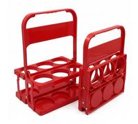 HOMAVEL Foldable Beer Carrier Plastic - Red Drink Caddy 6 Bottle Holder Basket for Delivery Rack, Sports Water Bottles, Camping & Parties - Sturdy PP Material with Steel Screws