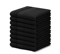 Homaxy 100% Cotton Dish Cloths, 12 x 12 Inches, Waffle Weave Super Soft and Absorbent Dish Towels Quick Drying Dish Rags, 8 Pack, Black