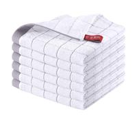 Homaxy 100% Cotton Terry Kitchen Dish Cloths, Ultra Soft and Absorbent Dish Towels for Kitchen, Suitable for Drying and Washing Dishes, 6 Pack, 12 x 12 Inches, White