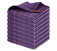 Homaxy 100% Cotton Terry Kitchen Dish Cloths, Ultra Soft and Absorbent Dish Towels for Kitchen, Suitable for Drying and Washing Dishes, 8 Pack, 12 x 12 Inches, Purple