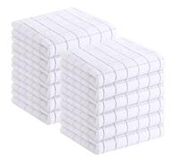 Homaxy 100% Cotton Terry Kitchen Towels(White, 13 x 28 inches), Checkered Designed, Soft and Super Absorbent Dish Towels, 12 Pack