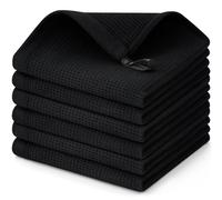 Homaxy 100% Cotton Waffle Weave Dish Cloths - 6 Pack Soft and Absorbent Dish Towels - 12 x 12 Inches Quick Dry Dish Rags - Black