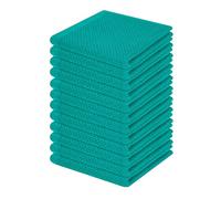 Homaxy 100% Cotton Waffle Weave Kitchen Dish Cloths 12-Pack, Teal | 12 x 12 Inches, Ultra Soft Absorbent Dish Towels, Quick Drying Dish Rags with Hanging Loop