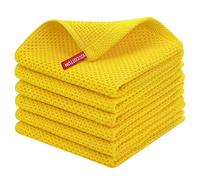 Homaxy 100% Cotton Waffle Weave Kitchen Dish Cloths, Ultra Soft Absorbent Quick Drying Dish Towels, 12 x 12 Inches, 6-Pack, Yellow