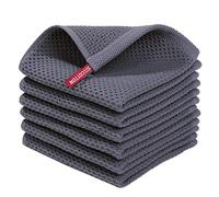 Homaxy 100% Cotton Waffle Weave Kitchen Dish Cloths, Ultra Soft Absorbent Quick Drying Dish Towels, 12x12 Inches, 6-Pack, Dark Grey