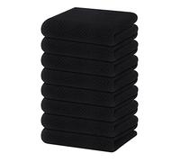 Homaxy 100% Cotton Waffle Weave Kitchen Dish Towels, Ultra Soft Absorbent Quick Drying Cleaning Towel, 13 x 28 Inches, 8-Pack, Black