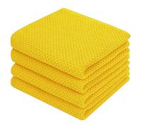 Homaxy 100% Cotton Waffle Weave Kitchen Dish Towels, Ultra Soft Absorbent Quick Drying Cleaning Towel, 13 x 28 Inches, 4-Pack, Yellow