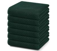 Homaxy 100% Cotton Waffle Weave Kitchen Dish Towels, Ultra Soft Absorbent Quick Drying Cleaning Towel, 13 x 28 Inches, 6-Pack, Blackish Green