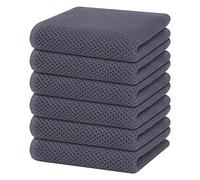 Homaxy 100% Cotton Waffle Weave Kitchen Dish Towels, Ultra Soft Absorbent Quick Drying Cleaning Towel, 13 x 28 Inches, 6-Pack, Dark Grey