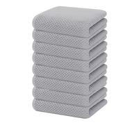 Homaxy 100% Cotton Waffle Weave Kitchen Dish Towels, Ultra Soft Absorbent Quick Drying Cleaning Towel, 13 x 28 Inches, 8-Pack, Light Gray