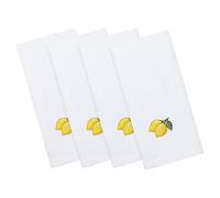Homaxy 100% Cotton Waffle Weave Lemon Embroidery Kitchen Dish Towels, Ultra Soft Absorbent Quick Drying Cleaning Towel, 13 x 28 Inches, 4-Pack
