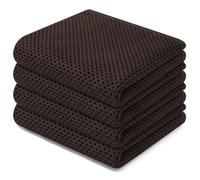 Homaxy 100% Cotton Waffle Woven Kitchen Dish Towels, Ultra Soft Absorbent Quick Dry Cleaning Towel, 30 x 60 cm, Pack of 4, Dark Brown