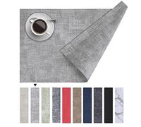 Homaxy Faux Leather Heat Resistant Placemats for Dining Table Set of 6, Waterproof Wipeable Washable PU Table Mats, Easy to Clean Anti-Slip Place Mats, 11.8" x 17", Light Grey