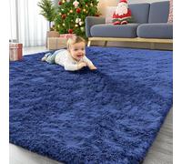 Homaxy Fluffy Shaggy Rugs Living Room, Large Anti Slip Carpet, Machine Washable Soft Thick Pile Bedside Rug for Kids Bedroom, Nursery - Navy Blue, 140 x 200 cm