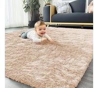 Homaxy Fluffy Shaggy Rugs Living Room, Large Anti Slip Carpet, Machine Washable Soft Thick Pile Bedside Rug for Kids Bedroom, Nursery - Beige, 140 x 200 cm
