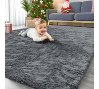 Homaxy Fluffy Shaggy Rugs Living Room, Soft Thick Pile Carpet, Machine Washable Runner Rugs for Hallway, Anti Slip Bedside Rug for Kids Bedroom, Nursery - Dark Grey, 80 x 150 cm