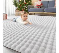Homaxy Fluffy Shaggy Rugs Living Room with 3D Bubble Pattern, Anti Slip Machine Washable Carpet, Large Thick Pile Bedside Rug for Bedroom, Nursery - 140x200 cm, Light Grey