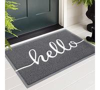 Homaxy Hello Door Mat, Dirt Trapper Doormats Non-Slip Low Profile Durable Door Mat for Outdoor, Indoor, Entrance, Patio, Front Back Door - (60 x 90cm, Grey)
