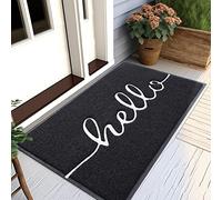 Homaxy Hello Door Mat, Dirt Trapper Doormats Non-Slip Low Profile Durable Door Mat for Outdoor, Indoor, Entrance, Patio, Front Back Door - (80 x 120cm, Black)