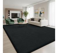 Homaxy Modern Rugs Carpet Living Room, Soft Shaggy Non-Slip Non-Shedding, Fluffy Washable Large Rug for Bedroom Hallway, Easy Care Home Decor, 200x280cm, Black