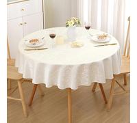 Homaxy Table Cloth Round 150 cm, Washable Polyester Jacquard Tablecloth, Dust-Proof Table Cover for Kitchen Dinning Indoor Decoration, Beige