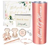 HombaChyco Maid of Honor Gift Box - Will You Be My Maid of Honor Proposal Box - Bridal Party, Wedding or Bachelorette Party, 20oz Wine Tumbler Gift Set