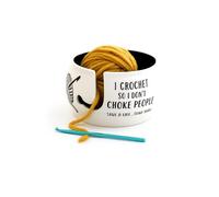 HOMBELLA Ceramic Yarn Bowl - Large Crochet Yarn Holder with Funny Quote “I Crochet So I Don’t Choke People” - Knitting & Crochet Gift for Women, Grandma, Aunt - Xmas & Birthday Present