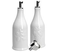 HOMBENE Ceramic Oil and Vinegar Dispenser Set, 12 oz Oil and Vinegar Bottle, Ceramic Cooking Oil Container Kitchen, Dripless Spout, 350ml, 2 Pack