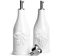 HOMBENE Ceramic Oil & Vinegar Dispenser Set, 12 oz/350ml, 2 Pack, Dripless Spout, Porcelain, Reusable, Cooking