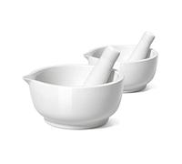 HOMBENE Mini Pill Crusher Porcelain 2.8 inch Set of 2, Ceramic Mortar & Pestle Pill Grinder for Crushing Pills, Medicine, and Medications Classic Designed