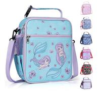 hombrima Kids Insulated Lunch Box Bag, Thermal Picnic Cool Bags with Adjustable Strap for Adults Children Women Men Boys Girls School Work(Mermaid)