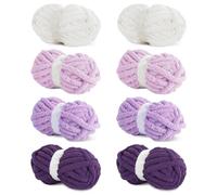HOMBYS 8 Pack Assorted Chunky Yarn for Crocheting,Super Bulky Large Soft Fluffy Yarn,Plush Fuzzy Yarn,Thick Chenille Yarn for Hand Knitting/Arm Knitting,Purple Gradient(27yds,8 oz Each Skein)