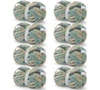 HOMBYS 8 Pack Giant Chunky Yarn for Crocheting/Hand Knitting, Super Bulky Large Soft Fluffy Tie Dye Plush Fuzzy Mixed Color Thick Chenille Yarn (Grey, Green, White)