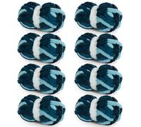 HOMBYS 8 Pack Giant Chunky Yarn for Crocheting/Hand Knitting, Super Bulky Large Soft Fluffy Tie Dye Plush Fuzzy Mixed Color Thick Chenille Yarn (Dark Blue, Blue)
