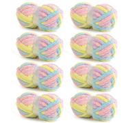 HOMBYS 8 Pack Giant Chunky Yarn for Crocheting/Hand Knitting, Super Bulky Large Soft Fluffy Tie Dye Plush Fuzzy Mixed Color Thick Chenille Yarn (Green, Yellow)