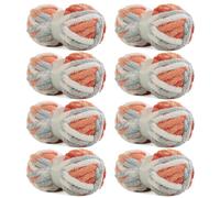 Hombys 8 Pack Giant Chunky Yarn for Crocheting & Knitting - Super Bulky Large Soft Fluffy Tie Dye Plush Fuzzy Mixed Color Thick Chenille Yarn (Orange, Light Grey, White)