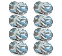 HOMBYS 8 Pack Giant Chunky Yarn for Crocheting,Super Bulky Large Soft Fluffy Yarn,Tie Dye Plush Fuzzy Yarn,Mixed Color Thick Chenille Yarn for Hand Knitting/Arm Knitting(Blue,Grey,White)