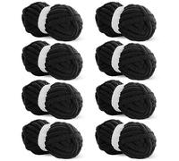HOMBYS Black Chunky Chenille Yarn for Crocheting, Bulky Thick Fluffy Yarn for Knitting,Super Bulky Chunky Yarn for Hand Knitting Blanket, Soft Plush Yarn, 8 Jumbo Pack (27yds,8 oz Each Skein)