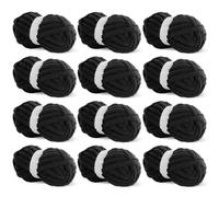 HOMBYS Black Chunky Chenille Yarn for Crocheting, Bulky Thick Fluffy Yarn for Knitting,Super Bulky Chunky Yarn for Hand Knitting Blanket, Soft Plush Yarn, 12 Jumbo Pack (27 yds,8 oz Each Skein)