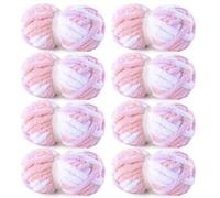 HOMBYS Chunky Chenille Yarn - Fluffy, Jumbo, Super Bulky, Large Thick Plush Yarn - Pink, Purple, White - 8 Pack for Hand Knitting, Crocheting, Blanket, Arm Knitting