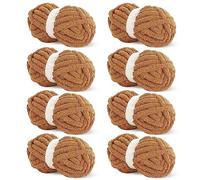 Hombys Chunky Chenille Yarn for Crocheting & Knitting, Super Bulky, Soft Plush, 8 Jumbo Packs (27 yds, 8 oz Each)
