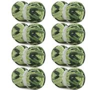 HOMBYS Chunky Tie Dye Mix Chenille Yarn for Hand Knitting, Super Bulky Jumbo Yarn for Crocheting, 3/4" Thick Soft Plush Yarn for Blankets, 8 Skein Pack (26 yds / 7.5 oz Each) Dark Green Sage