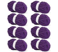 Hombys Dark Purple Chunky Chenille Yarn for Crocheting & Knitting, Super Bulky Thick Fluffy Yarn, 8 Jumbo Packs (27 yds, 8 oz Each Skein)