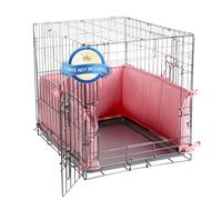 Hombys Dog Crate Bumper with Ties - Soft Crate Accessory -Kennel Cover - Training Pads for Front Door Crates, 24"x18", Pink